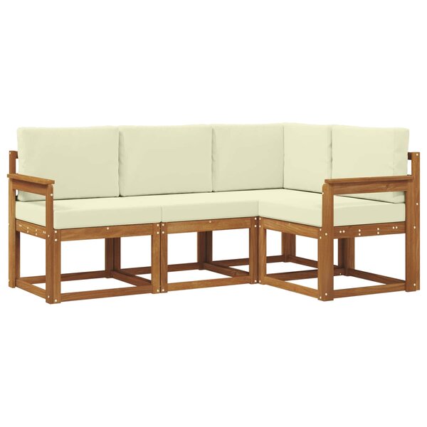 vidaXL Ensemble de canapés d'extérieur 4 pc Naturel et Crème