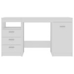 Bureau table poste de travail meuble d'ordinateur informatique étude 140 x 50 x 76 cm bois d’ingénierie blanc 02_0023523
