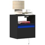 vidaXL Tables de chevet murales avec lumières LED 2 Pièces noir
