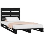 vidaXL Cadre de lit sans matelas noir 75x190 cm bois de pin massif