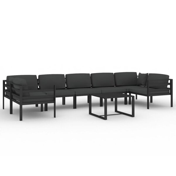 vidaXL Salon de jardin 8 Pièces avec coussins Aluminium Anthracite