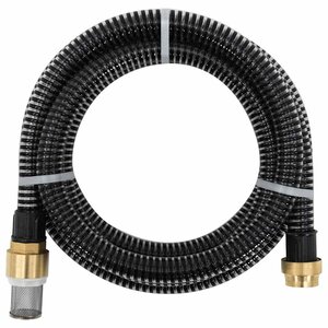 vidaXL Tuyau d'aspiration avec raccords en laiton noir 1 1" 3 m PVC