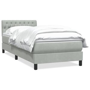 vidaXL Sommier à lattes de lit et matelas gris clair 80x220 cm velours
