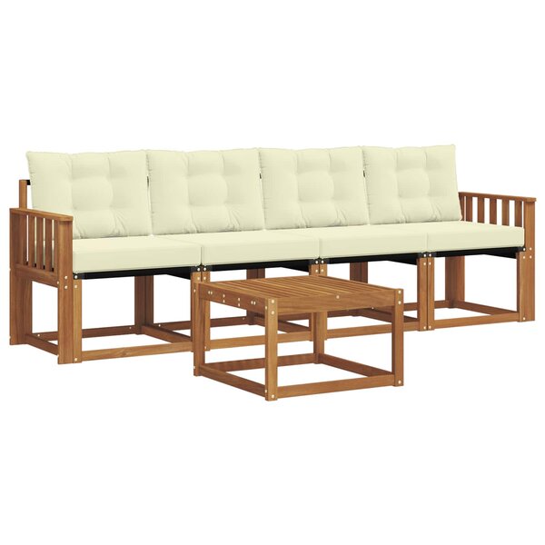 vidaXL Ensemble de canapés d'extérieur 5 Pièces Naturel et Crème