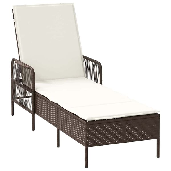 vidaXL Chaise longue avec coussin Marron 157 x 55 x 92cm polyrotin