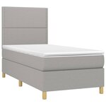 vidaXL Sommier à lattes de lit et matelas Gris clair 90x190 cm Tissu