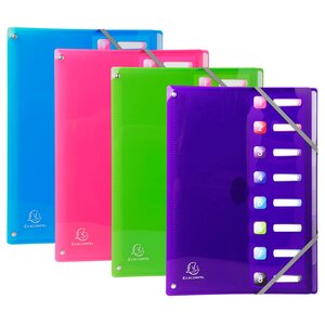 Trieur Extensible En Polypropylène 8 Compartiments Iderama Pp - A4 - Couleurs Assorties - X 8 - Exacompta