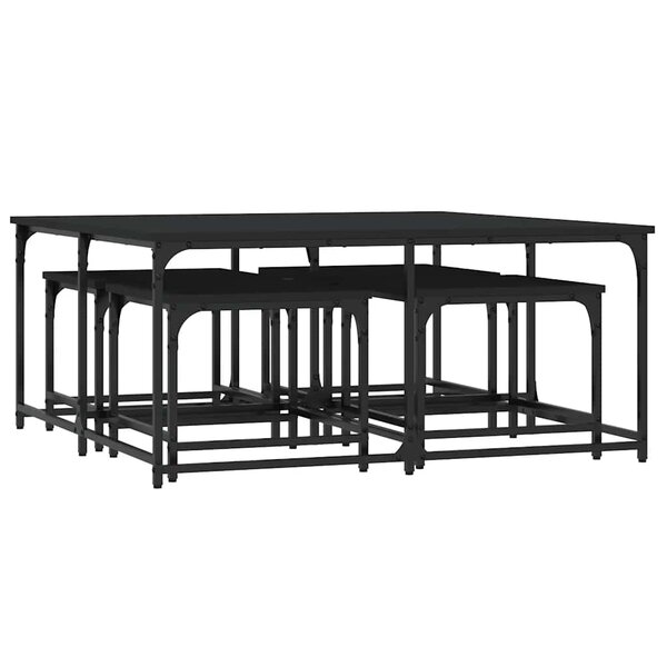 vidaXL Tables basses gigognes 5 Pièces noir bois d'ingénierie