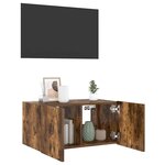 vidaXL Meuble TV mural avec lumières LED chêne fumé 60x35x31 cm