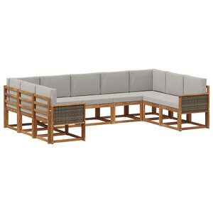 vidaXL Ensemble de canapés d'extérieur 9 Pièces Naturel et gris clair