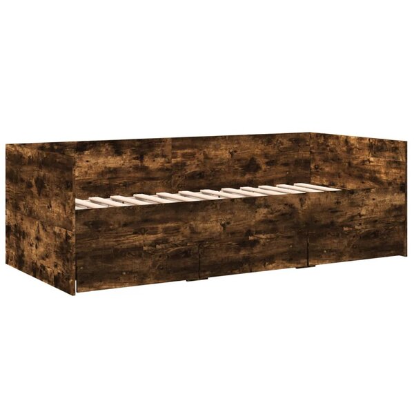 vidaXL Lit de jour avec tiroirs chêne fumé 90x190 cm bois d'ingénierie