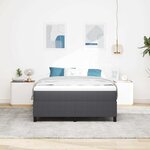 vidaXL Lit à ressorts Gris foncé 140 x 200 cm Tissu en velours côtelé