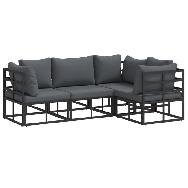vidaXL Ensemble de canapé de jardin 4 Pièces Noir 213 x 143 x 71 cm