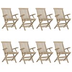 vidaXL Chaises de jardin pliantes lot de 8 gris 56x61x89 cm bois teck