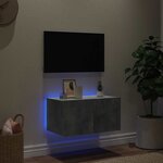 vidaXL Meuble TV mural avec lumières LED gris béton 60x35x31 cm