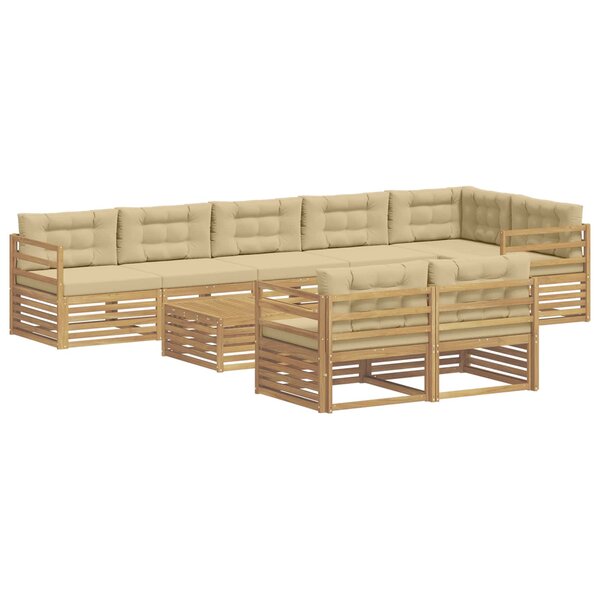 vidaXL Ensemble de canapés d'extérieur 9 Pièces Blanc et Beige
