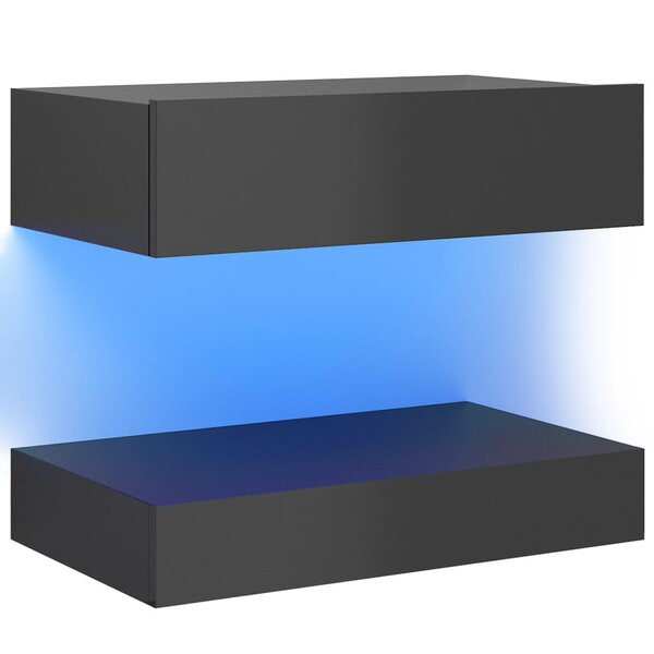 vidaXL Meuble TV avec lumières LED gris brillant 60x35 cm