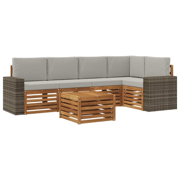 vidaXL Ensemble de canapés d'extérieur 6 pc Naturel et gris clair