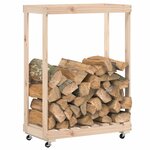 vidaXL Porte-bûches avec roulettes 76 5x40x108 cm bois massif de pin