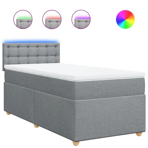 vidaXL Sommier à lattes de lit et matelas Gris clair 90x190 cm Tissu