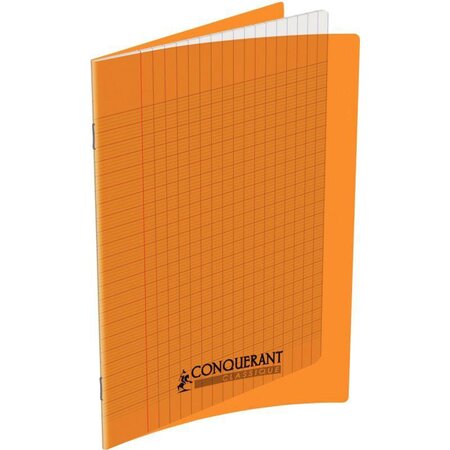 Cahier 48 pages seyès 90 g  couverture polypropylène orange  format 17 x 22 cm  CONQUERANT