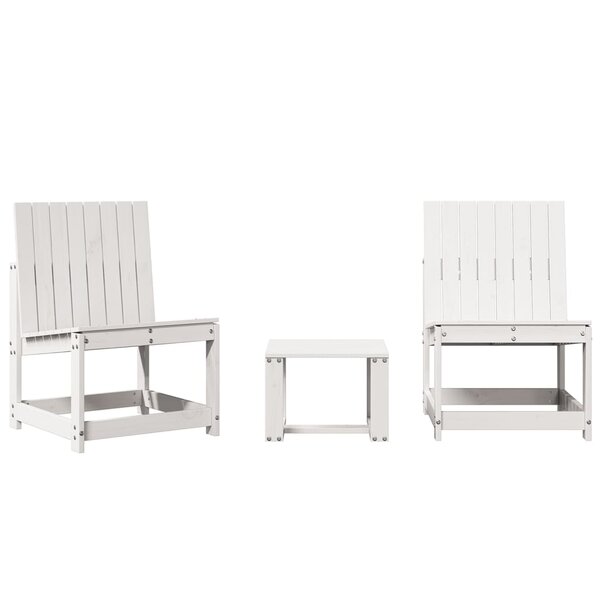vidaXL Salon de jardin 3 Pièces blanc bois massif de pin