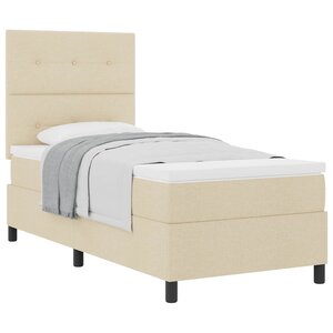 vidaXL Lit à ressorts avec matelas Crème 100 x 200 cm tissu