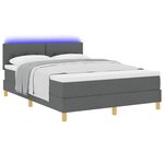 vidaXL Lit à ressort LED avec matelas Gris foncé 160 x 200 cm tissu