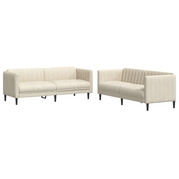 vidaXL Ensemble de canapés 2 Pièces crème tissu