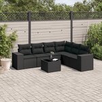 vidaXL Salon de jardin 7 Pièces avec coussins noir résine tressée