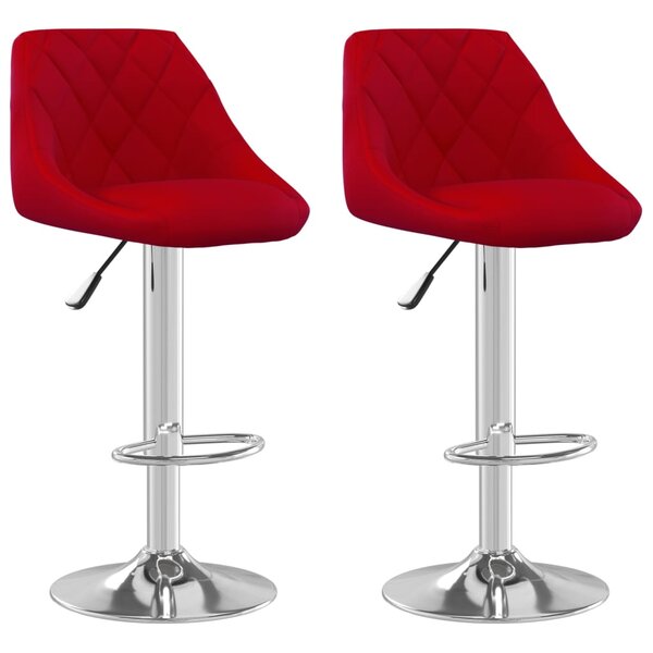 vidaXL Tabourets de bar lot de 2 rouge bordeaux velours