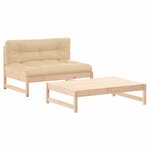 vidaXL Salon de jardin 2 Pièces avec coussins bois massif