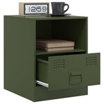 vidaXL Table de chevet vert olive 34 5x39x44 cm acier
