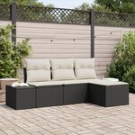 vidaXL Ensemble de canapé jardin 4 pièces avec coussins noir en rotin synthétique