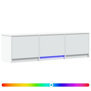 vidaXL Meuble TV avec LED Blanc 140 x 34 x 40 cm Bois d’ingénierie