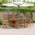 vidaXL Ensemble à Manger de jardin 7Pièces gris polypropylène bois massif