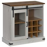 vidaXL Buffet HALDEN porte coulissante blanc 80x40x80 cm bois massif