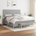 vidaXL Sommier à lattes de lit avec matelas Gris clair 180x200cm Tissu