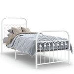 vidaXL Cadre de lit métal sans matelas avec pied de lit blanc 75x190cm