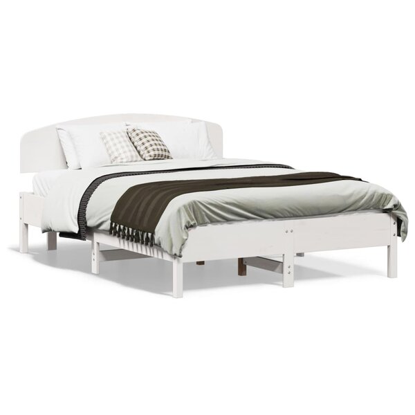 vidaXL Cadre de lit sans matelas blanc 135x190 cm bois de pin massif