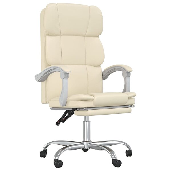vidaXL Fauteuil inclinable de bureau Crème Similicuir
