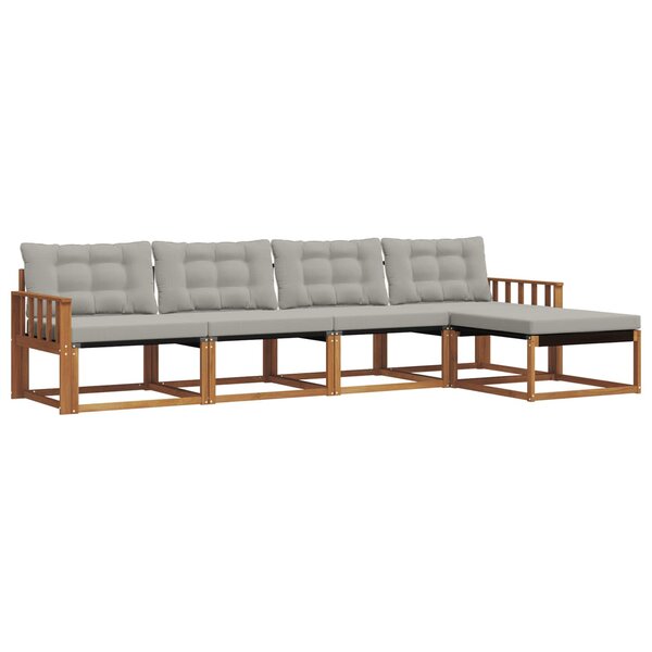 vidaXL Ensemble de canapés d'extérieur 5 pc Gris Naturel et Clair