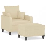 vidaXL Fauteuil avec repose-pied Crème 60 cm Tissu