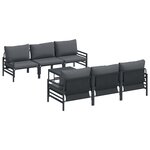 vidaXL Ensemble de canapé de jardin avec coussin 7 Pièces Noir Acier