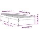 vidaXL Cadre de lit chêne marron 90x200 cm bois d'ingénierie et métal