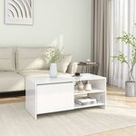 vidaXL Table basse blanc brillant 102x50x45 cm bois d'ingénierie