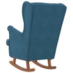 vidaXL Fauteuil à bascule à oreilles en velours bleu bois massif