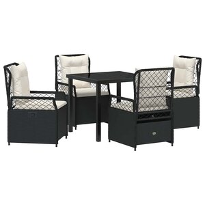 vidaXL Ensemble de salle à manger pour jardin 5 Pièces Noir polyrotin