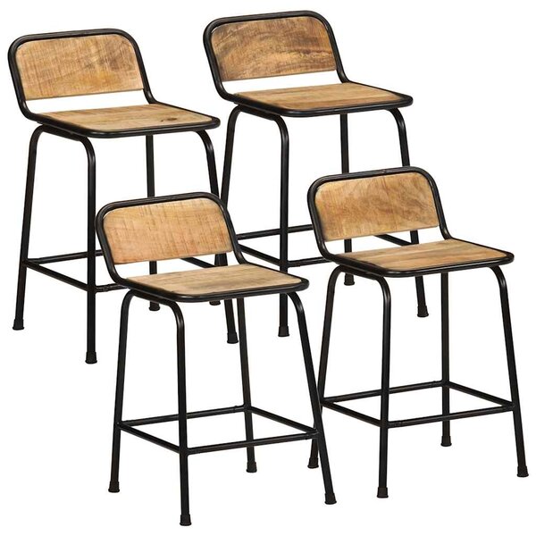 vidaXL Tabourets de bar lot de 4 bois massif manguier brut