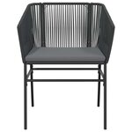 vidaXL Ensemble à manger de jardin coussins 9Pièces noir poly rotin verre